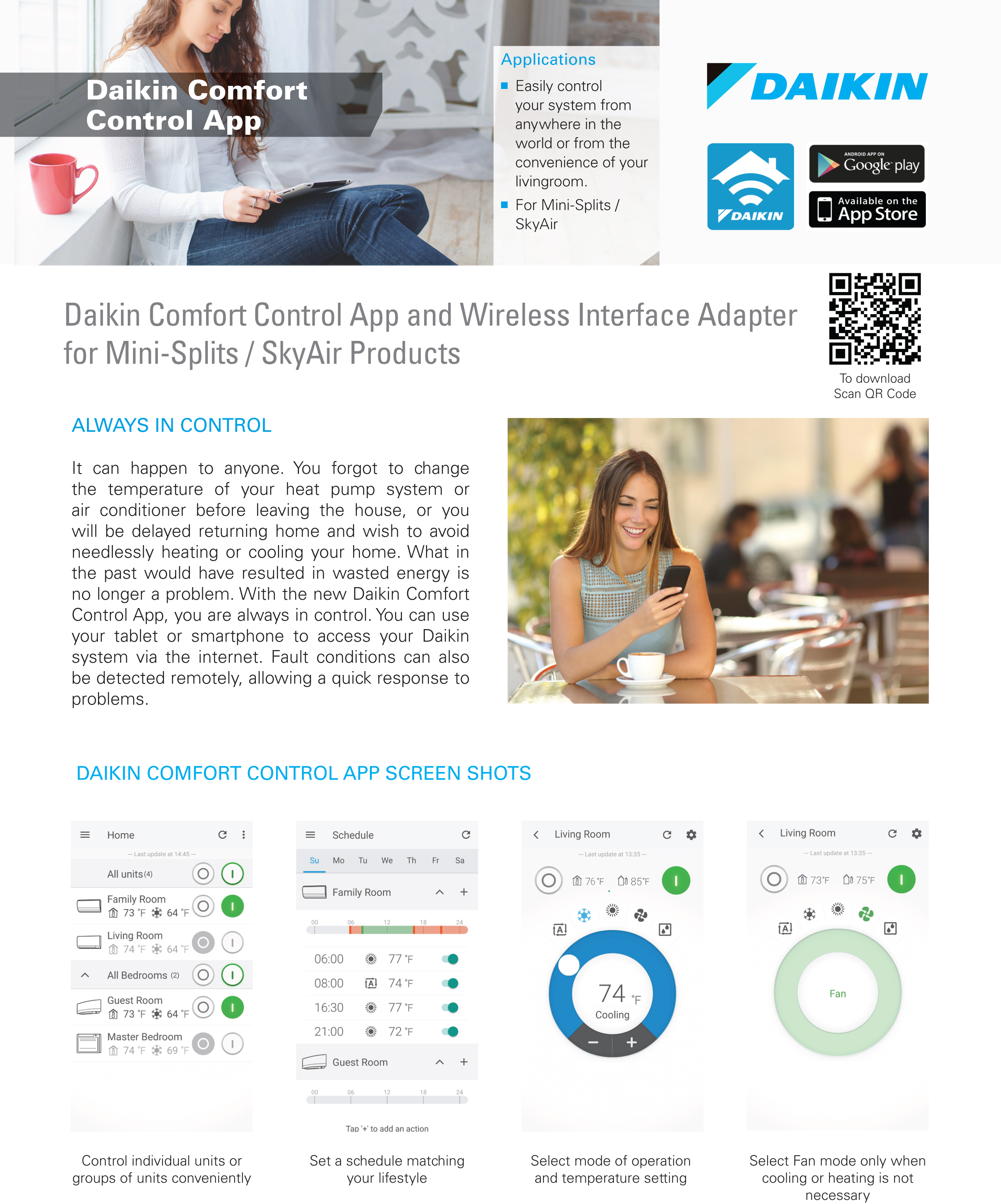 Mini Split Daikin Comfort Control App & Wireless Interface Adapter,  BRP072A43